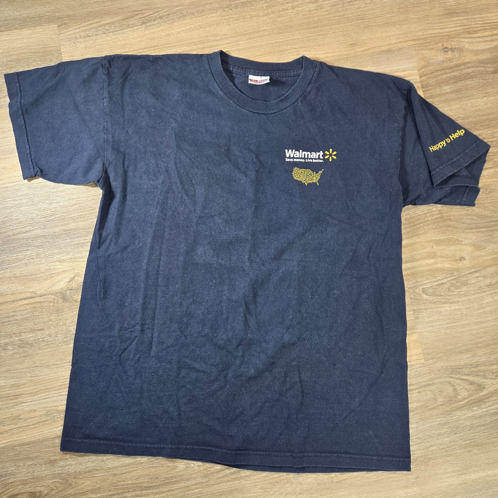 Walmart Shareholder USA Bayside T Shirt 2016 Happy To Help Adult XL Graphic Tee